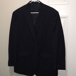 New $295 Hickey Freeman Pinstripe Suit Jacket Blazer Coat L 44R & Pants 40 x 33